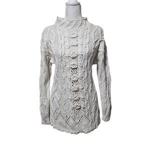 Vintage The Lodge Cable-Knit Sweater Womens Size L Chucky Cottage Coastal Granny